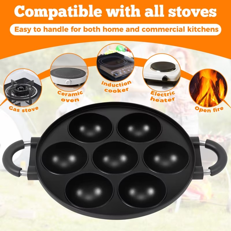 Forma aluminiowa z 7 wgłębieni – Egg Waffle Pan recenzja i cena
